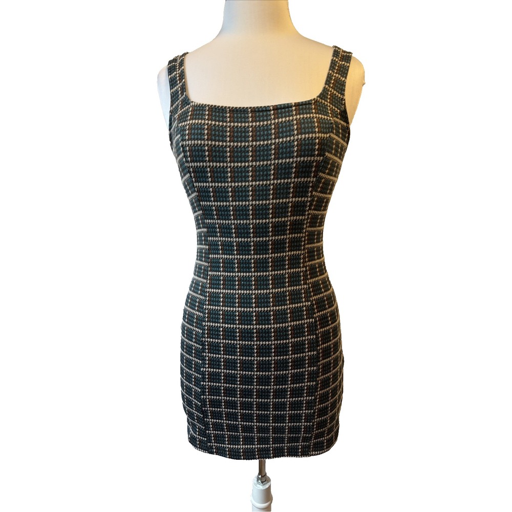 Stitch & Pine Bodycon Plaid Dress‎ Women's S Y2K Sexy Grunge Schoolgirl Academia